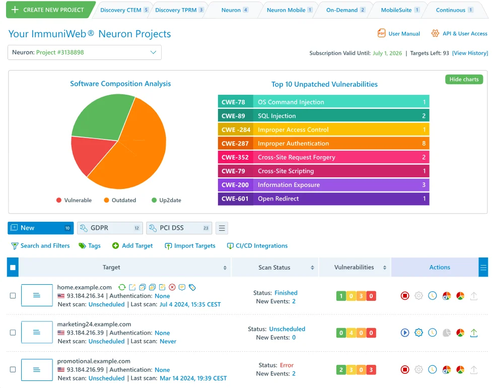 Immuniweb Output ImmuniWeb® Neuron | CybersecTools